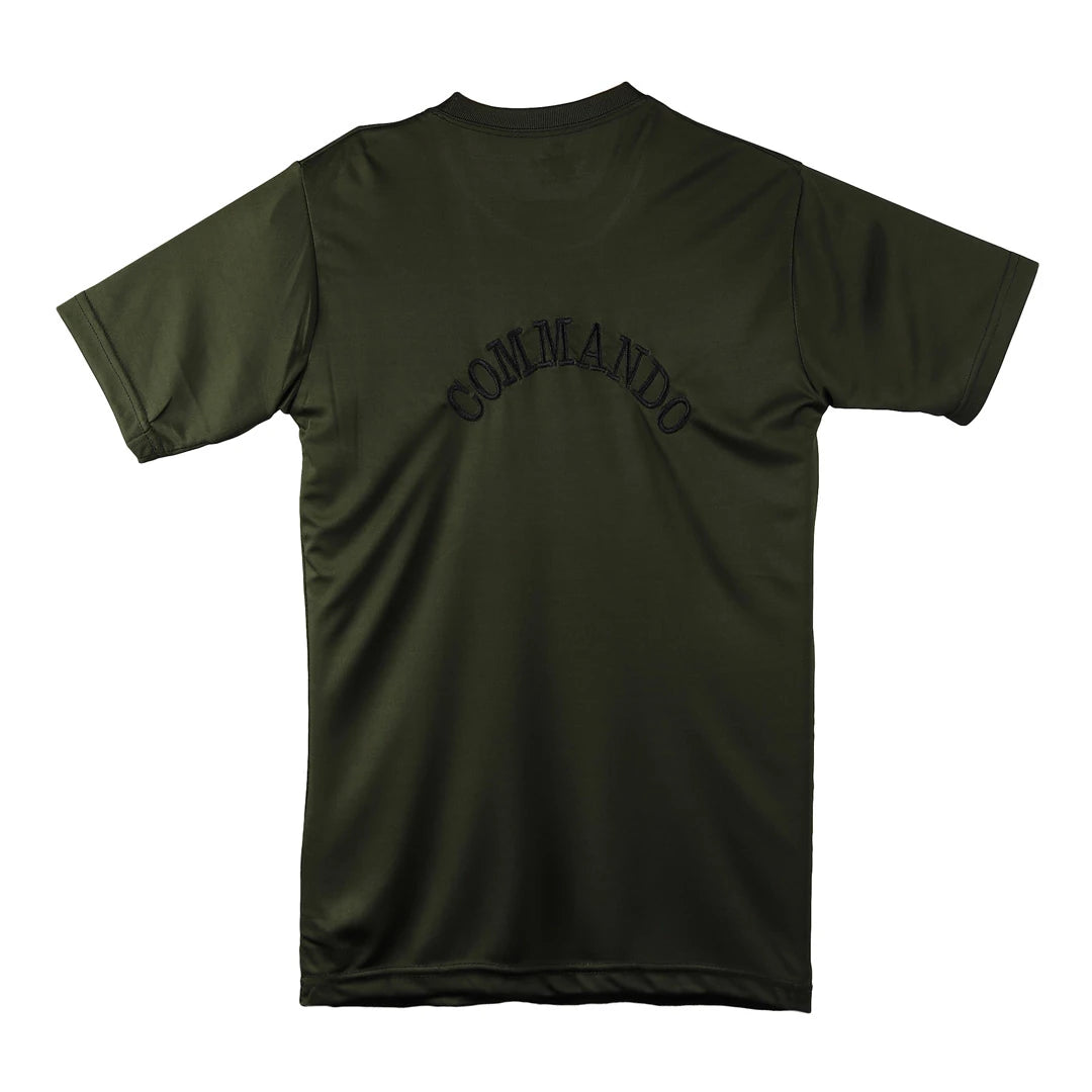 Back view of the Commando T-shirt with bold "Commando" print