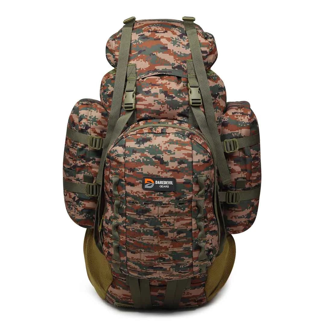 Front view of Indian Army Commando Rucksack – Olive Green Tactical Design