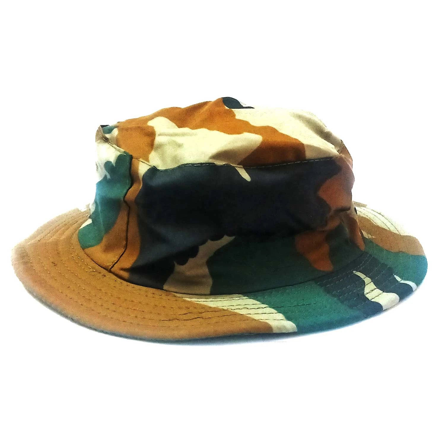 Plain Cotton Round Military Hat with Indian Army camouflage